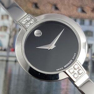 Ladies Movado Museum 8 Diamond Bezel 84.A1.1830.S Excellent Condition